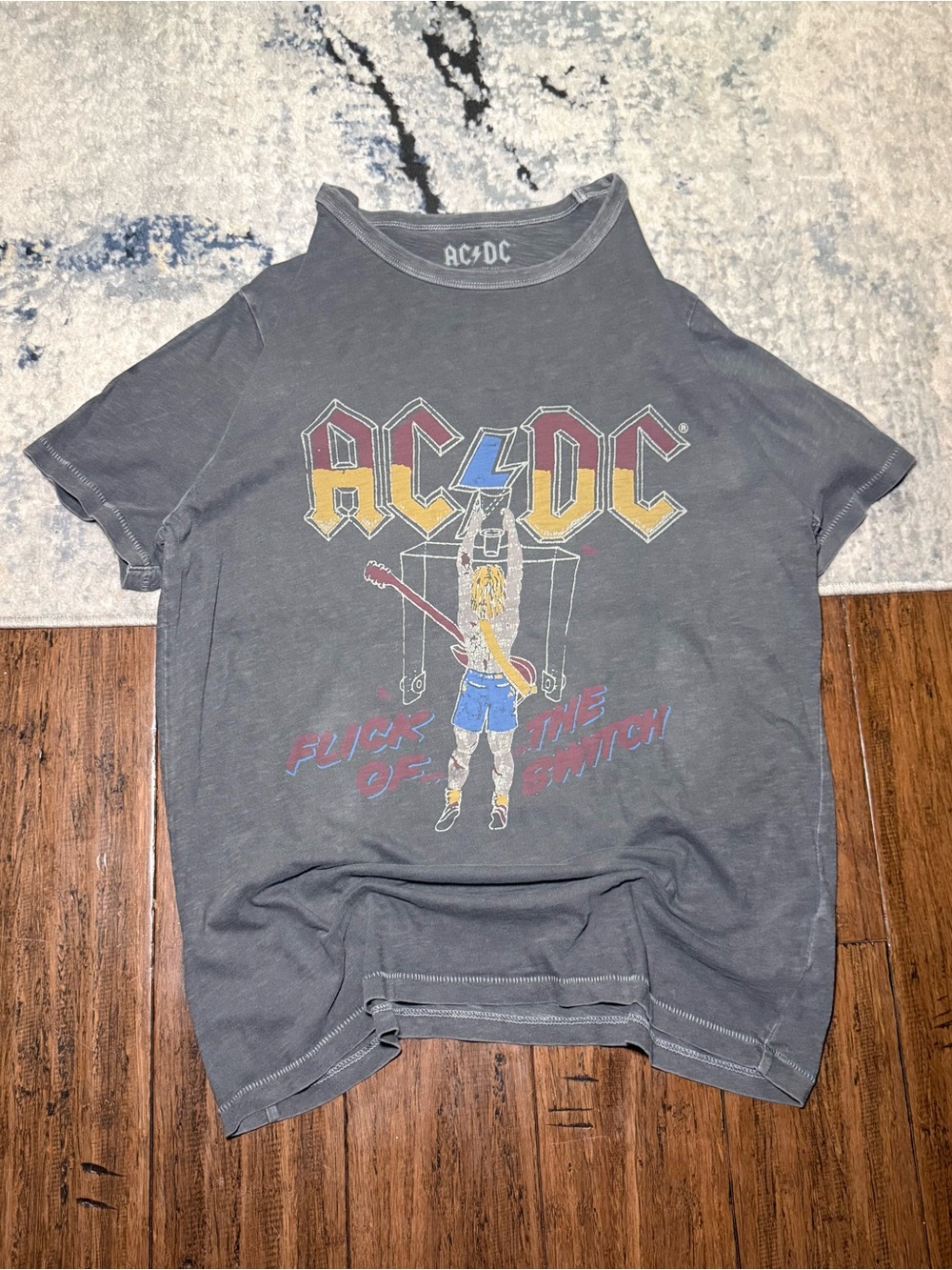 AC/DC Flick of the Switch Lucky Brand Graphic T Shirt - Size Large